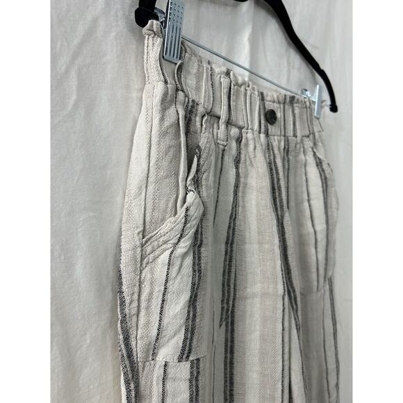 SO Womens Size M Striped Linen & Rayon Wide Leg Elastic Waist Beach Pants Boho - Picture 3 of 15